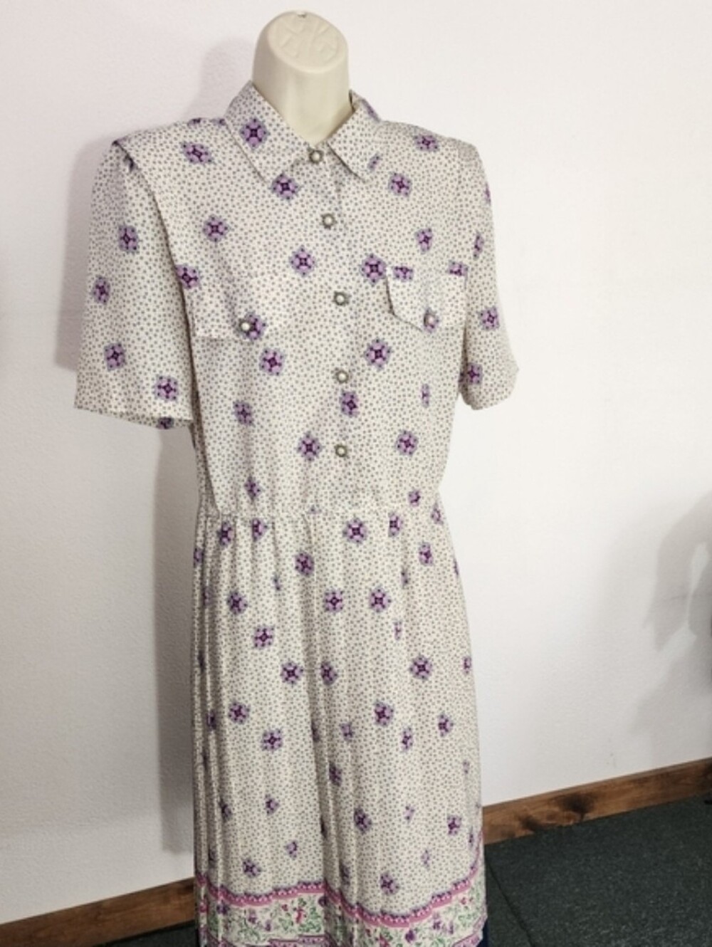 Breli Originals Dress Union Made Vintage Floral Secretary Off White Size 12 - Picture 8 of 13